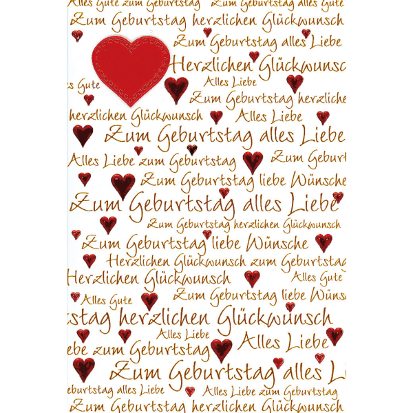 Geburtstag Collage Herzen Glückwunschkarte mit Briefumschlag alles Liebe Glückwunsch