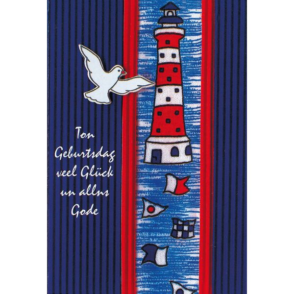 Geburtstag Glückwunschkarte mit Uschlag Plattdeutsch Ton Geburtsdag veel Glück