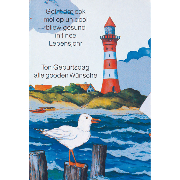 Geburtstag Glückwunschkarte Umschlag Plattdeutscher Text Leuchtturm maritim