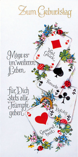 Geburtstag - Glückwunschkarte mit Briefumschlag - Spielkarten Skat
