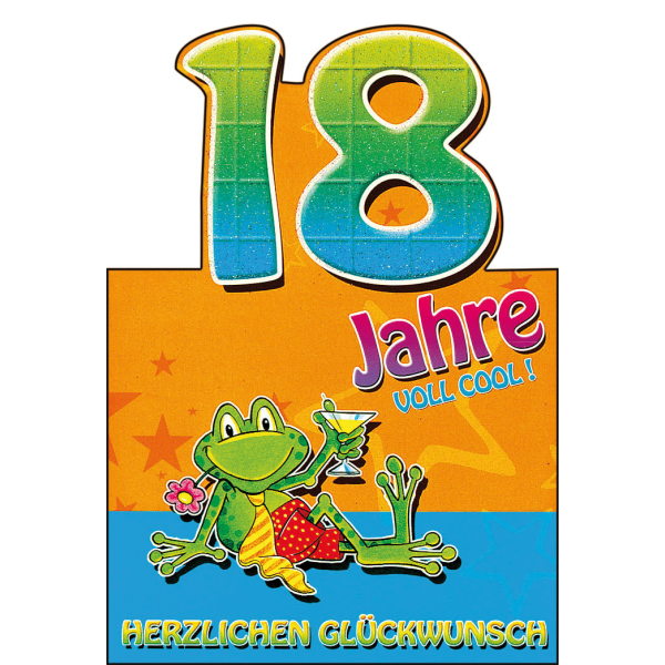 A - 18. Geburtstag  Glückwunschkarte mit Umschlag Frosch Herzlichen Glückwunsch