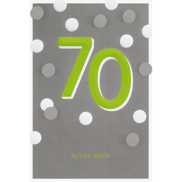 70. Geburtstag Glückwunschkarte mit Umschlag 70 Tupfen Alles Gute