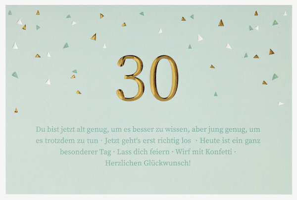 30. Geburtstag - Unverpackt – plastikfreie Verpackung - Glückwunschkarte im Format 11,5 x 17 cm mit Briefumschlag