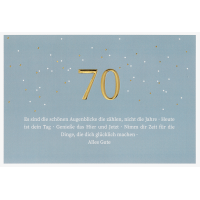 70. Geburtstag unverpackte Glückwunschkarte mit...