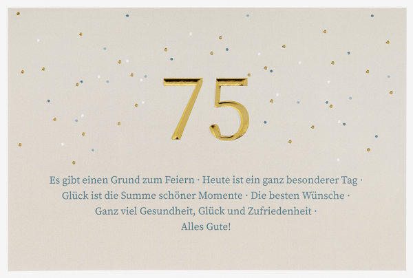 75. Geburtstag - Unverpackt – plastikfreie Verpackung - Glückwunschkarte im Format 11,5 x 17 cm mit Briefumschlag
