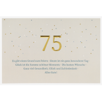 75. Geburtstag  unverpackte Glückwunschkarte mit...