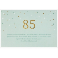 85. Geburtstag  unverpackte Glückwunschkarte mit...