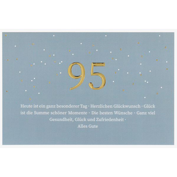 95. Geburtstag  unverpackte Glückwunschkarte mit Umschlag 95 Alles Gute
