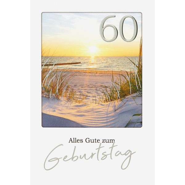 60. Geburtstag Glückwunschkarte mit Umschlag 60 Strand Meer Alles Gute