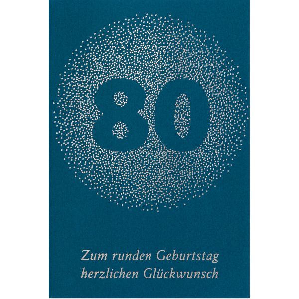 80. Geburtstag Glückwunschkarte mit Umschlag 80 Zum runden Geburtstag Herzlichen Glückwunsch
