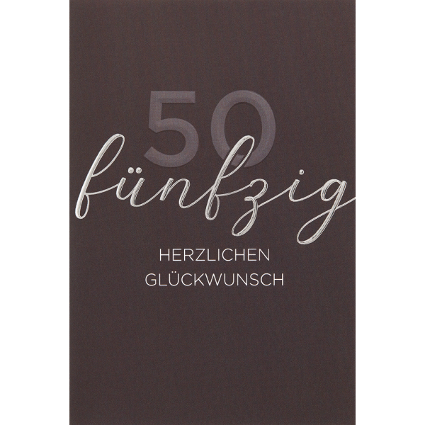 50. Geburtstag unverpackte Glückwunschkarte mit Umschlag 50 Herzlichen Glückwunsch