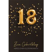 18. Geburtstag  Glückwunschkarte mit Umschlag 18...