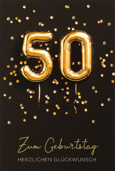 50. Geburtstag - Glückwunschkarte im Format 11,5 x 17 cm mit Briefumschlag