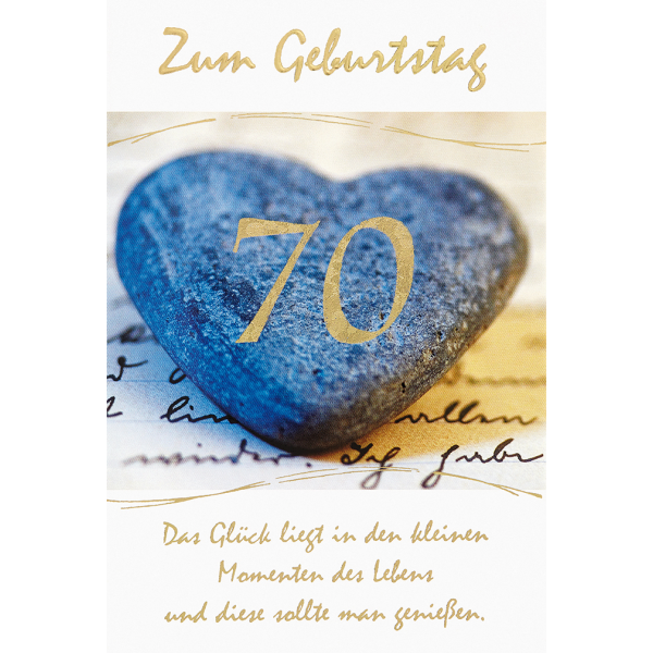 70. Geburtstag Glückwunschkarte mit Umschlag 70 Herz Glück Kleine Momente Genießen