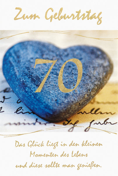 70. Geburtstag - Glückwunschkarte im Format 11,5 x 17 cm mit Briefumschlag