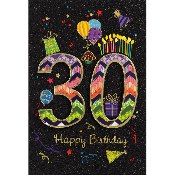 30. Geburtstag Collage Glückwunschkarte mit Umschlag 30 Kerzen Ballons Happy Birthday