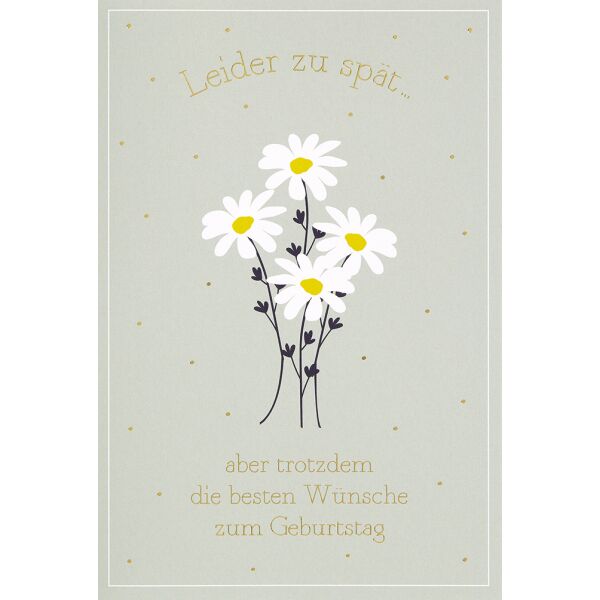 Geburtstag nachträglich Leider zu spät Glückwunschkarte mit Briefumschlag verspätet Margerite