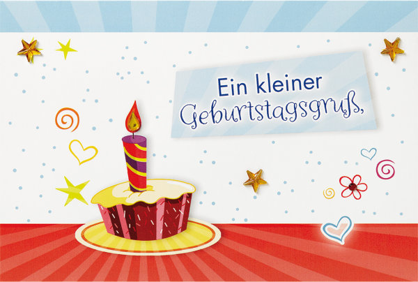 Geburtstag -  PopUp-Card - Klappkarte mit 3D-Innenleben - Grußkarte mit Briefumschlag im Format: 11,5 x 17 cm  - Ein kleiner Geburtstagsgruss – Cupcake mit Kerze(Comic)