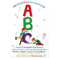 Schulanfang  Glückwunschkarte mit Umschlag ABC Viel...