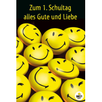 A - Schulanfang Smiley Glückwunschkarte mit Umschlag...