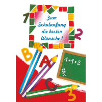 Schulanfang  Glückwunschkarte mit Umschlag Tafel...