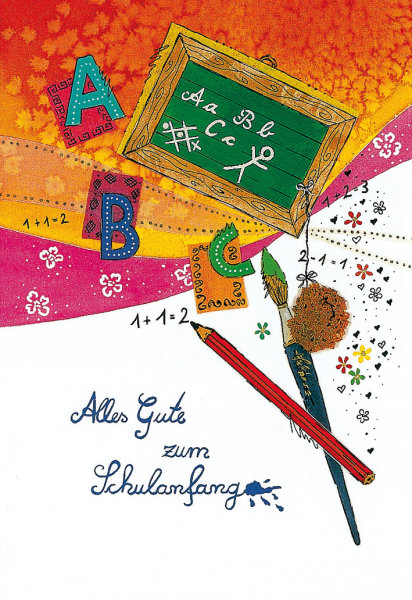 Schulanfang - Glückwunschkarte im Format 11,5 x 17 cm mit Briefumschlag