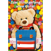 Schulanfang  Geldkarte mit Umschlag Teddy Smarties...
