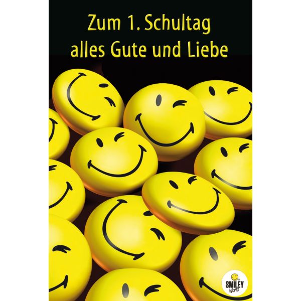 Schulanfang - Smiley - Glückwunschkarte im Format 11,5 x 17 cm mit Briefumschlag