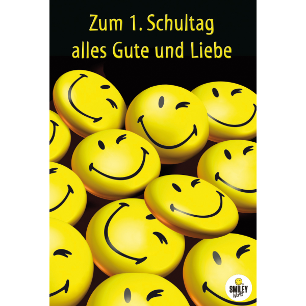 Schulanfang - Smiley - Glückwunschkarte im Format 11,5 x 17 cm mit Briefumschlag