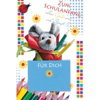 Schulanfang  Geldkarte mit Umschlag Hase Stifte Alles...