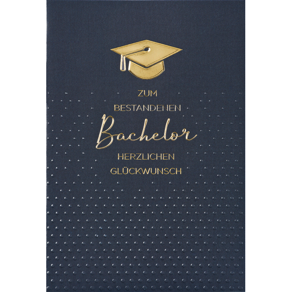 Bachelor  Glückwunschkarte mit Umschlag Bachelor Doktorhut Herzlichen Glückwunsch