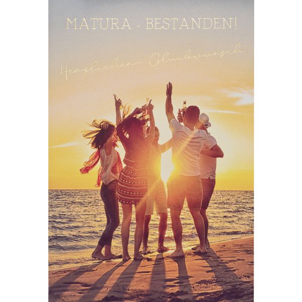 A Matura  Glückwunschkarte mit Umschlag Bestanden Strand Meer Herzlichen Glückwunsch