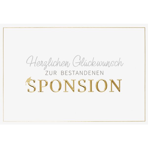 Sponsion  Glückwunschkarte mit Umschlag Gold Herzlichen Glückwunsch