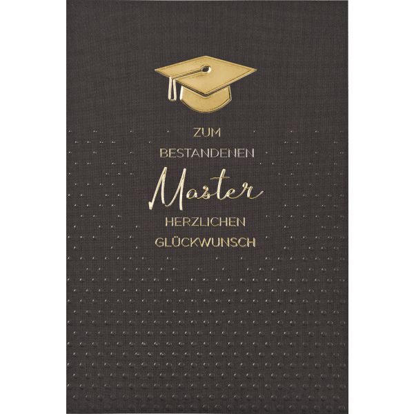 Master  Glückwunschkarte mit Umschlag Gold Doktorhut Herzlichen Glückwunsch