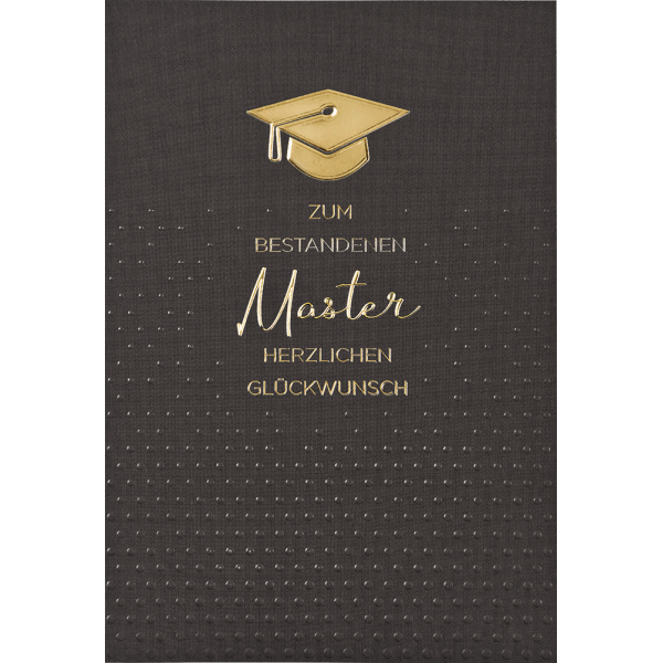 Master  Glückwunschkarte mit Umschlag Gold Doktorhut Herzlichen Glückwunsch