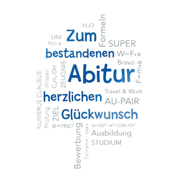 Abitur  Glückwunschkarte mit Umschlag Bestanden Herzlichen Glückwunsch