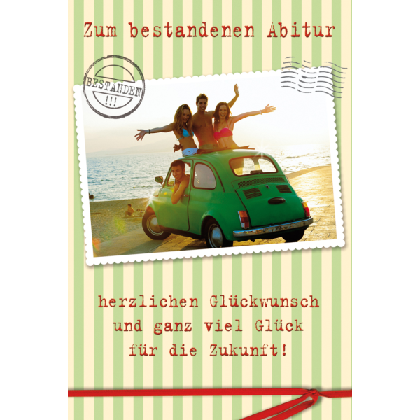 Abitur  Glückwunschkarte mit Umschlag Auto Herzlichen Glückwunsch