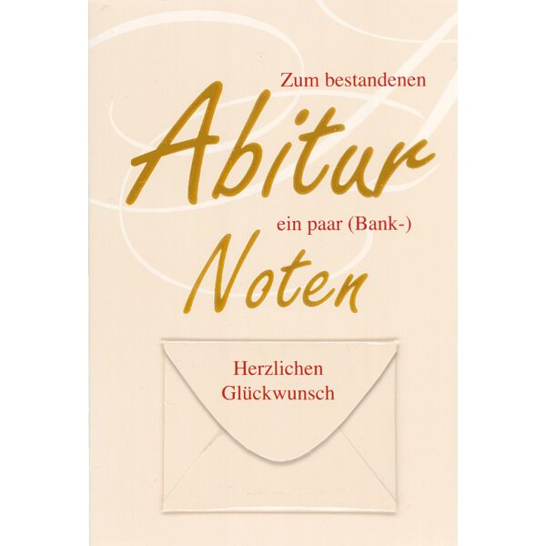 Abitur  Geldkarte mit Umschlag Ein paar Noten Herzlichen Glückwunsch
