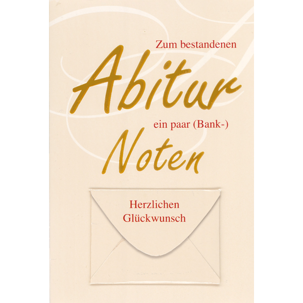Abitur  Geldkarte mit Umschlag Ein paar Noten Herzlichen Glückwunsch