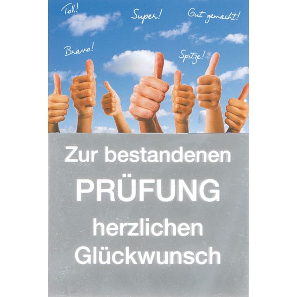 Prüfung  Glückwunschkarte mit Umschlag Bestanden Bravo Super Herzlichen Glückwunsch
