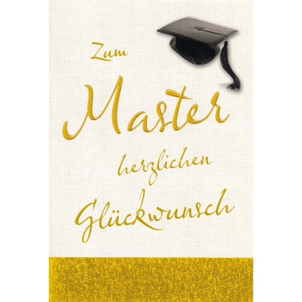 Master  Glückwunschkarte mit Umschlag Doktorhut Herzlichen Glückwunsch