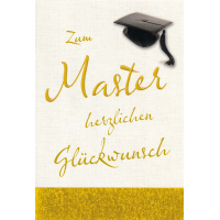 Master  Glückwunschkarte mit Umschlag Doktorhut...