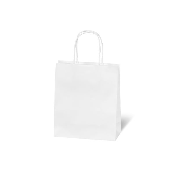 Tasche - Kraftpapier - 18x21x8 cm - weiß