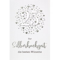 Handgefertigte Glückwunschkarte Zum 25. Hochzeitstag – Liebeslinien-Design Mit Glitzer & Strass