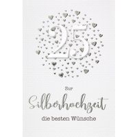 Silberhochzeit  Glückwunschkarte mit Umschlag Herzen...