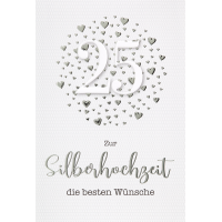 Silberhochzeit  Glückwunschkarte mit Umschlag Herzen...