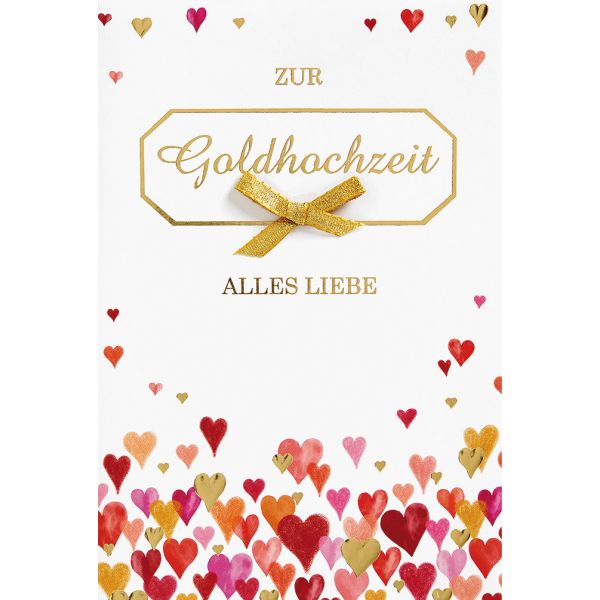 A Goldhochzeit  Glückwunschkarte mit Umschlag Herzen Alles Liebe