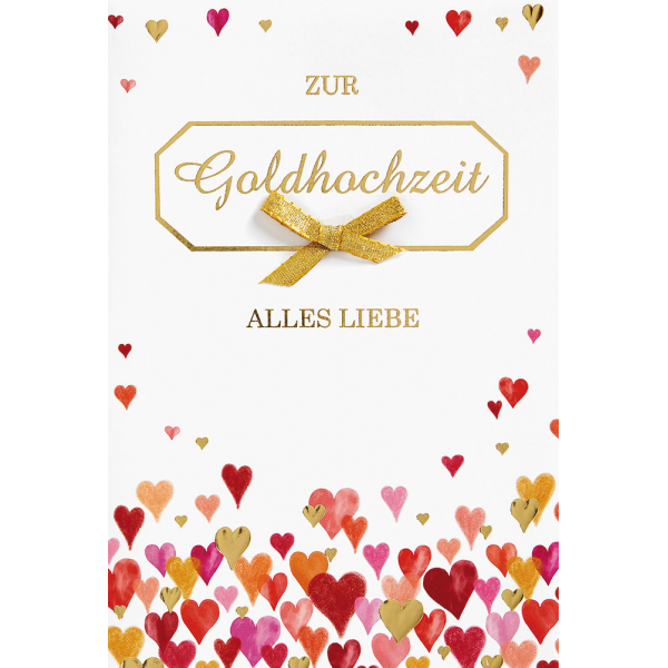 A Goldhochzeit  Glückwunschkarte mit Umschlag Herzen Alles Liebe
