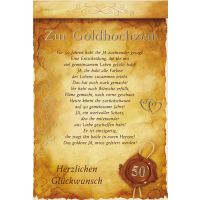 Goldhochzeit  Glückwunschkarte mit Umschlag Spruch...