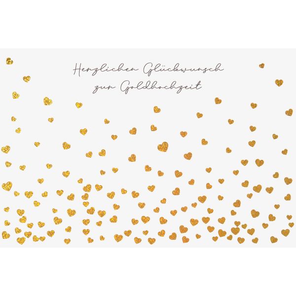 Goldhochzeit 50. Hochzeitstag Glückwunschkarte mit Briefumschlag goldene Herzen